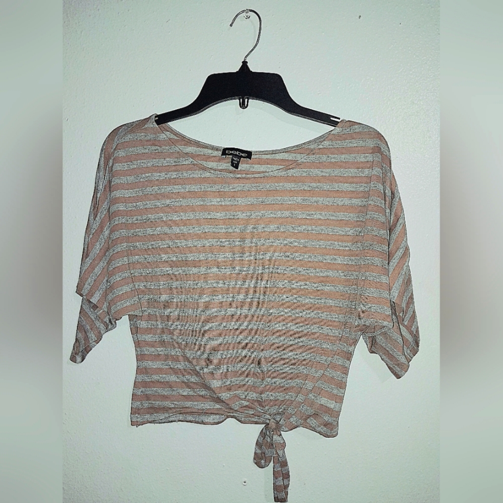 Bebe size small Tan and Silver women's blouse